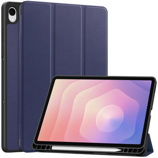 Case2go Case2go - Tablet hoes geschikt voor Samsung Galaxy Tab S11 (2025) - 11 Inch - Tri-fold hoes met Auto/Wake functie en Magnetische sluiting - TPU Cover Met Pencil Houder - Donker Blauw