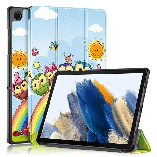 Case2go - Tablet hoes geschikt voor Samsung Galaxy Tab A11 Plus (2025) - Tri-fold hoes met auto/wake functie - 11 inch - Magische Regenboog