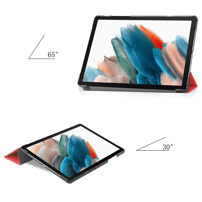 Tablethoes en Screenprotector geschikt voor Samsung Galaxy Tab A11 Plus (2025) - Tri-fold hoes met Auto/Wake functie - Rood