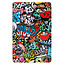 Tablethoes en Screenprotector geschikt voor Samsung Galaxy Tab A11 Plus (2025) - Tri-fold hoes met Auto/Wake functie - Graffiti