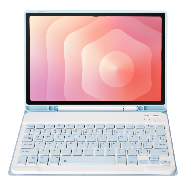 Case2go - Bluetooth Toetsenbord hoes geschikt voor Samsung Galaxy Tab S11 (2025) - 11 Inch - QWERTY - Auto Wake/Sleep functie - Met Pencil Houder - Licht Blauw