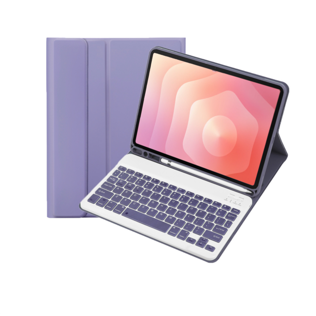 Case2go - Bluetooth Toetsenbord hoes geschikt voor Samsung Galaxy Tab S11 (2025) - 11 Inch - QWERTY - Auto Wake/Sleep functie - Met Pencil Houder - Paars