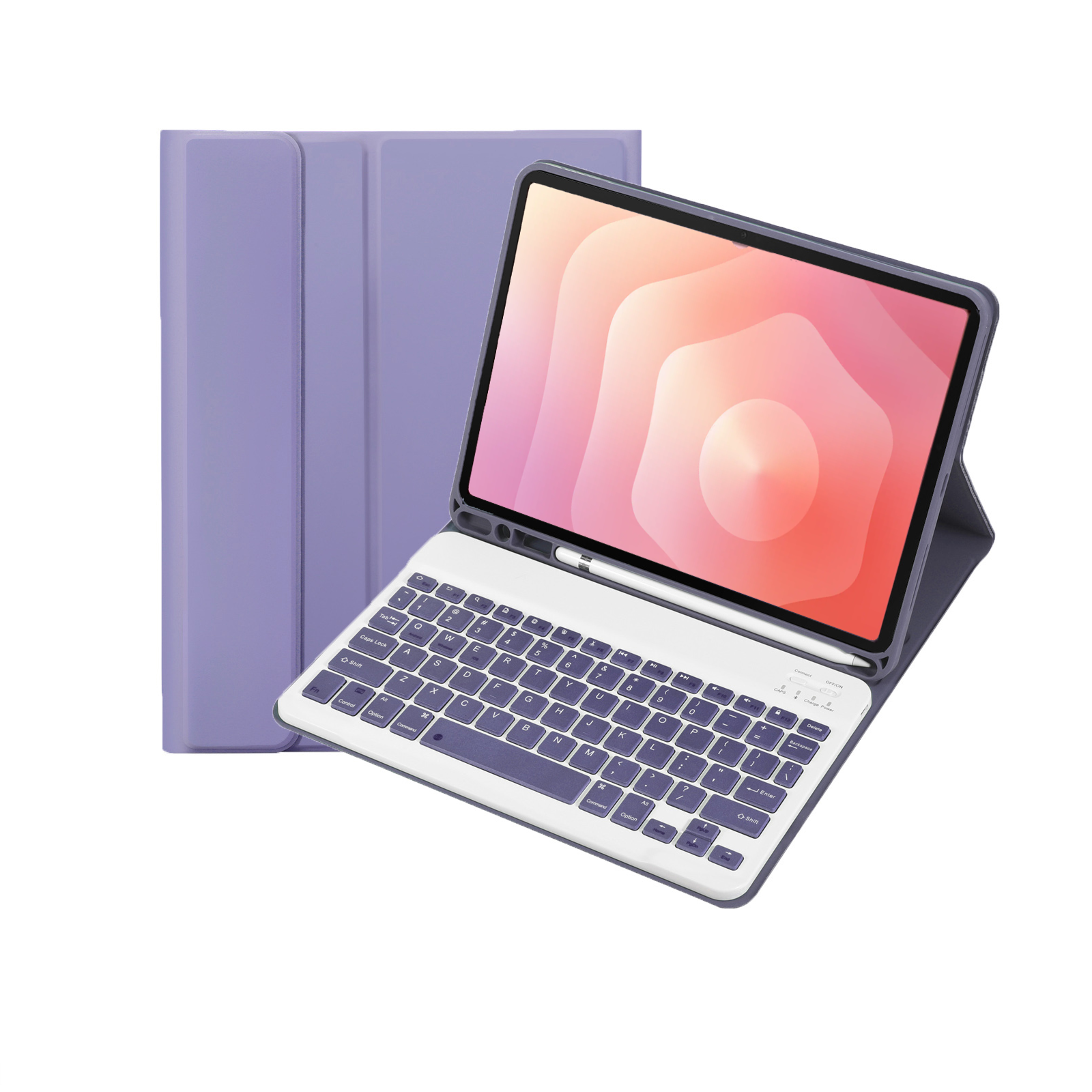 Case2go - Bluetooth Toetsenbord hoes geschikt voor Samsung Galaxy Tab S11 (2025) - 11 Inch - QWERTY - Auto Wake/Sleep functie - Met Pencil Houder - Paars afbeelding