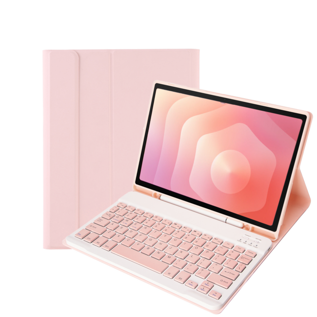 Case2go - Bluetooth Toetsenbord hoes geschikt voor Samsung Galaxy Tab S11 (2025) - 11 Inch - QWERTY - Auto Wake/Sleep functie - Met Pencil Houder - Roze