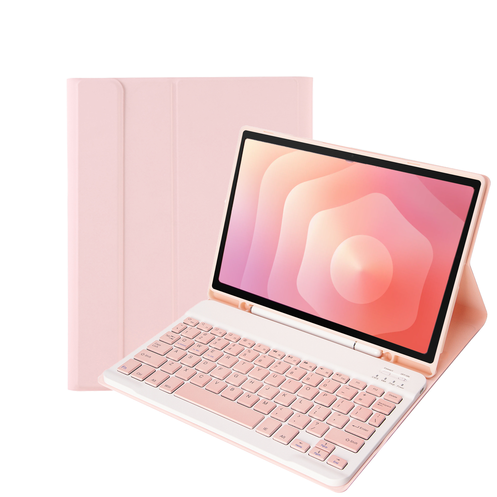 Case2go - Bluetooth Toetsenbord hoes geschikt voor Samsung Galaxy Tab S11 (2025) - 11 Inch - QWERTY - Auto Wake/Sleep functie - Met Pencil Houder - Roze afbeelding