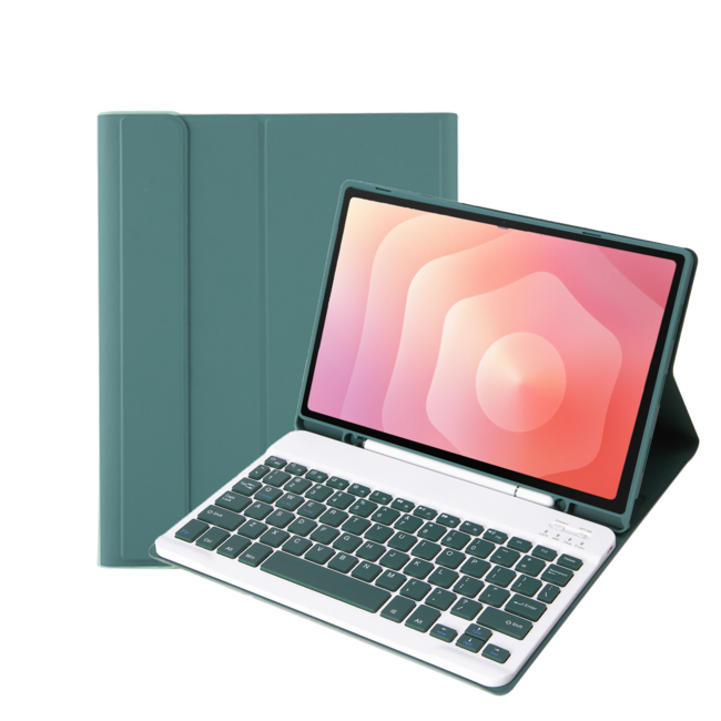 Case2go - Bluetooth Toetsenbord hoes geschikt voor Samsung Galaxy Tab S11 (2025) - 11 Inch - QWERTY - Auto Wake/Sleep functie - Met Pencil Houder - Donker Groen