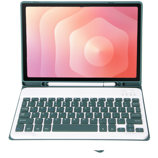 Case2go - Bluetooth Toetsenbord hoes geschikt voor Samsung Galaxy Tab S11 (2025) - 11 Inch - QWERTY - Auto Wake/Sleep functie - Met Pencil Houder - Donker Groen