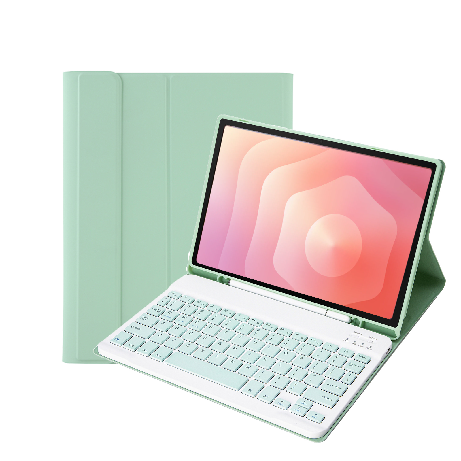 Case2go - Bluetooth Toetsenbord hoes geschikt voor Samsung Galaxy Tab S11 (2025) - 11 Inch - QWERTY - Auto Wake/Sleep functie - Met Pencil Houder - Licht Groen afbeelding