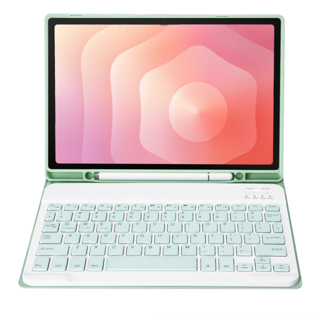 Case2go - Bluetooth Toetsenbord hoes geschikt voor Samsung Galaxy Tab S11 (2025) - 11 Inch - QWERTY - Auto Wake/Sleep functie - Met Pencil Houder - Licht Groen