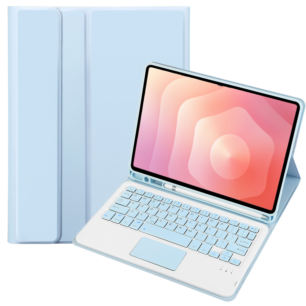 Case2go - Bluetooth Toetsenbord hoes geschikt voor Samsung Galaxy tab S11 (2025) - QWERTY - Auto Wake/Sleep functie - Met Pencil Houder - Touchpad - Licht Blauw afbeelding
