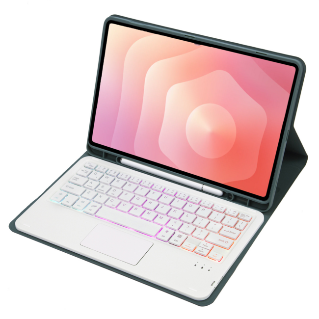 Case2go - Bluetooth Toetsenbord geschikt voor Samsung Galaxy Tab S11 (2025) - QWERTY Toetsenbord met verlichting - Stylus pen houder en Touchpad - Donker Groen