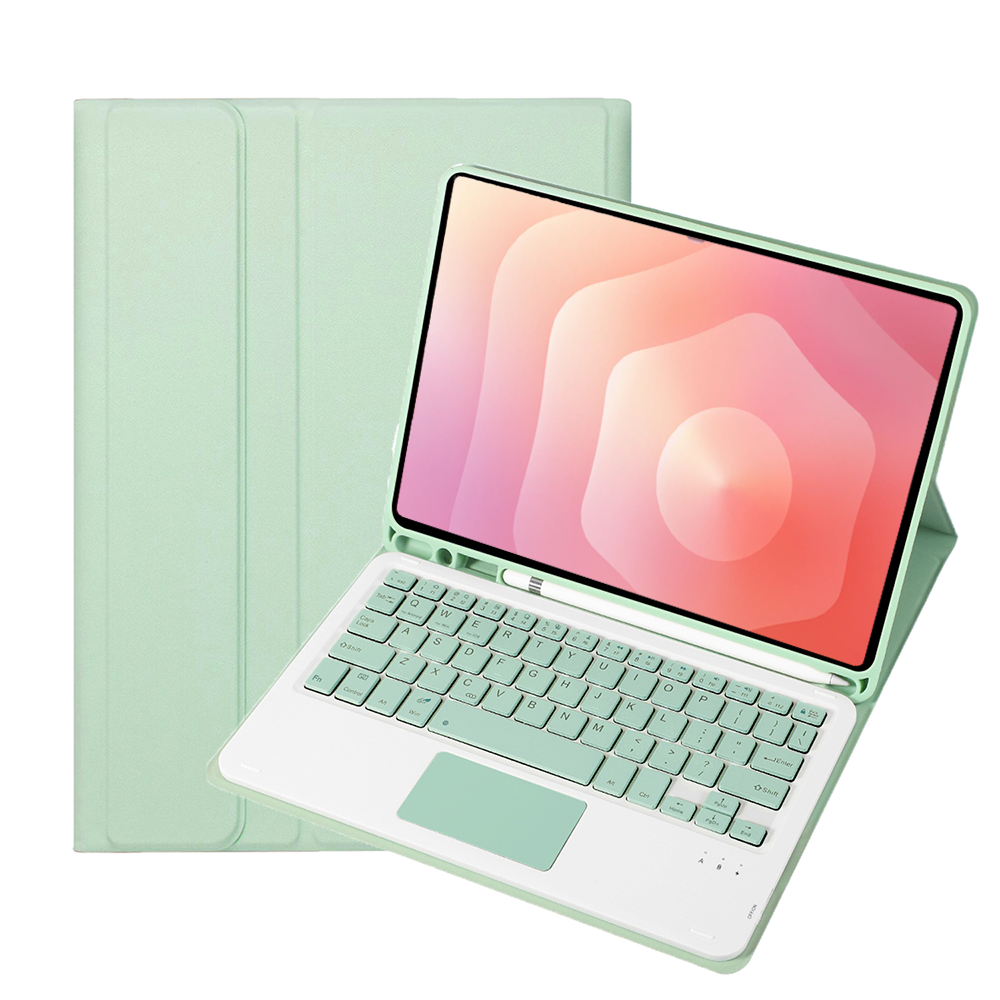 Case2go - Bluetooth Toetsenbord hoes geschikt voor Samsung Galaxy tab S11 (2025) - QWERTY - Auto Wake/Sleep functie - Met Pencil Houder - Touchpad - Licht Groen afbeelding
