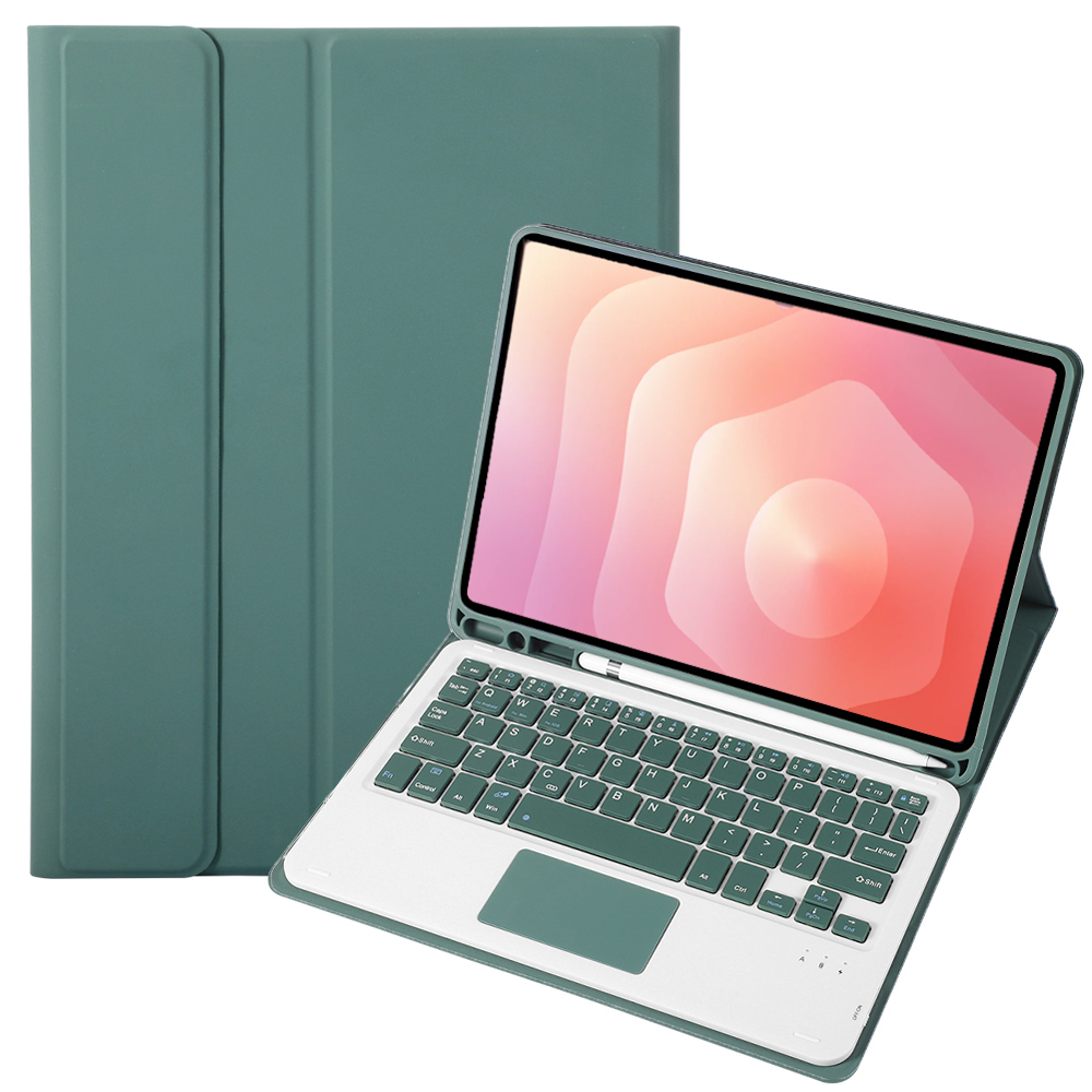 Case2go - Bluetooth Toetsenbord hoes geschikt voor Samsung Galaxy tab S11 (2025) - QWERTY - Auto Wake/Sleep functie - Met Pencil Houder - Touchpad - Donker Groen afbeelding