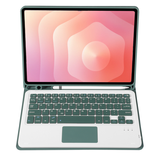 Case2go - Bluetooth Toetsenbord hoes geschikt voor Samsung Galaxy tab S11 (2025) - QWERTY - Auto Wake/Sleep functie - Met Pencil Houder - Touchpad - Donker Groen