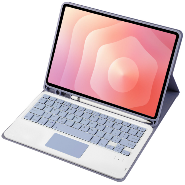 Case2go - Bluetooth Toetsenbord hoes geschikt voor Samsung Galaxy tab S11 (2025) - QWERTY - Auto Wake/Sleep functie - Met Pencil Houder - Touchpad - Paars