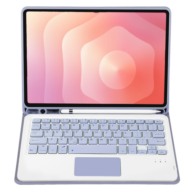 Case2go - Bluetooth Toetsenbord hoes geschikt voor Samsung Galaxy tab S11 (2025) - QWERTY - Auto Wake/Sleep functie - Met Pencil Houder - Touchpad - Paars