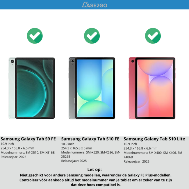 Case2go - Tablet hoes geschikt voor Samsung Galaxy Tab S9 FE / Galaxy Tab 10 FE / Galaxy Tab S10 Lite - 10.9 Inch - Tri-fold Case - Zwart