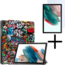 Tablethoes en Screenprotector geschikt voor Samsung Galaxy Tab A11 Plus (2025) - Tri-fold hoes met Auto/Wake functie - Graffiti