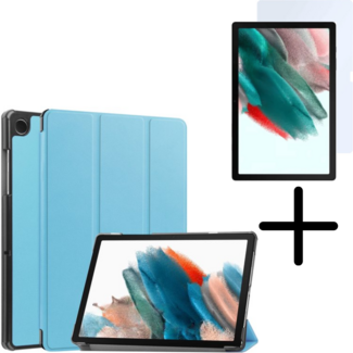 Case2go Tablethoes en Screenprotector geschikt voor Samsung Galaxy Tab A9 Plus (2023) - Tri-fold hoes met Auto/Wake functie - Licht Blauw