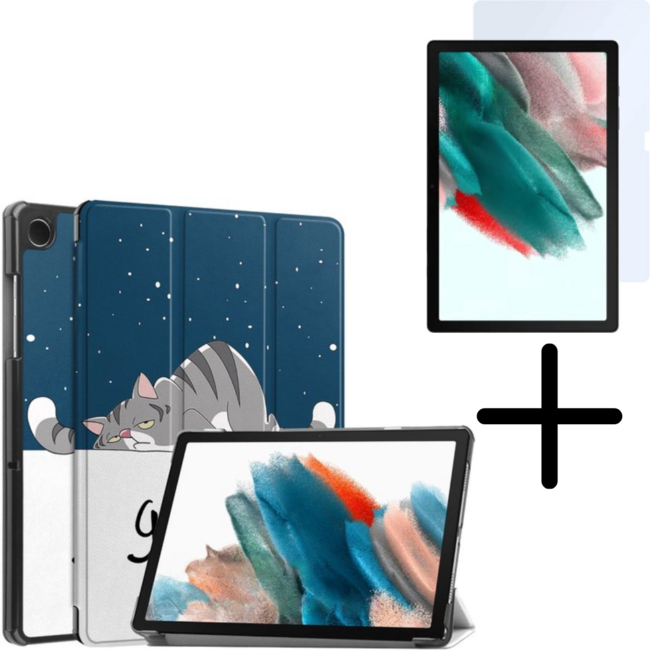 Tablethoes en Screenprotector geschikt voor Samsung Galaxy Tab A11 (2025) / A9 (2023) - Tri-fold hoes met Auto/Wake functie - Goodnight