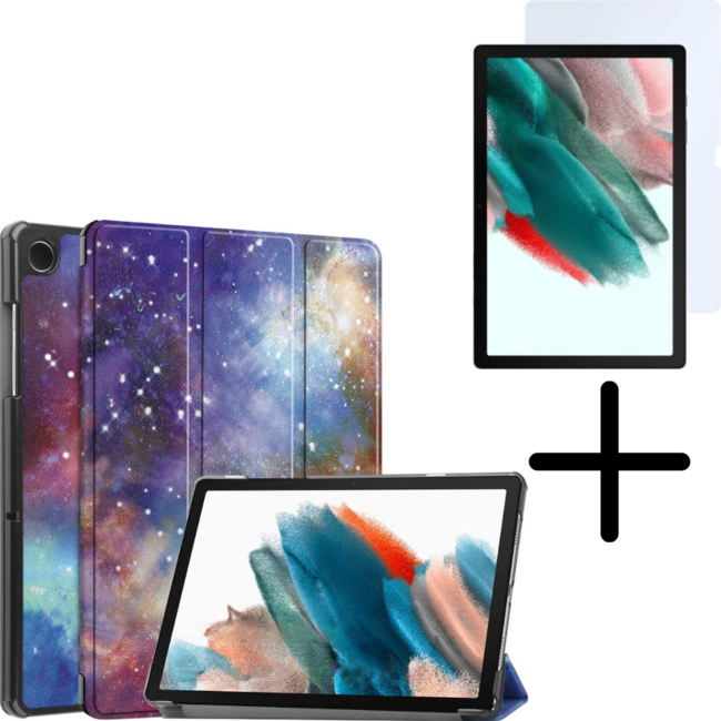 Tablethoes en Screenprotector geschikt voor Samsung Galaxy Tab A9 Plus (2023) - Tri-fold hoes met Auto/Wake functie - Galaxy