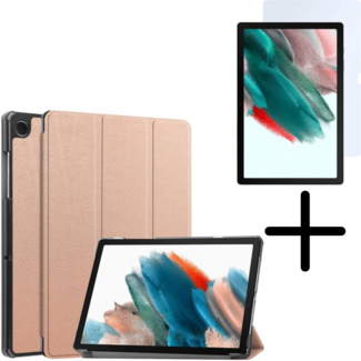 Case2go Tablethoes en Screenprotector geschikt voor Samsung Galaxy Tab A11 (2025) / A9 (2023) - Tri-fold hoes met Auto/Wake functie - Rosé Goud