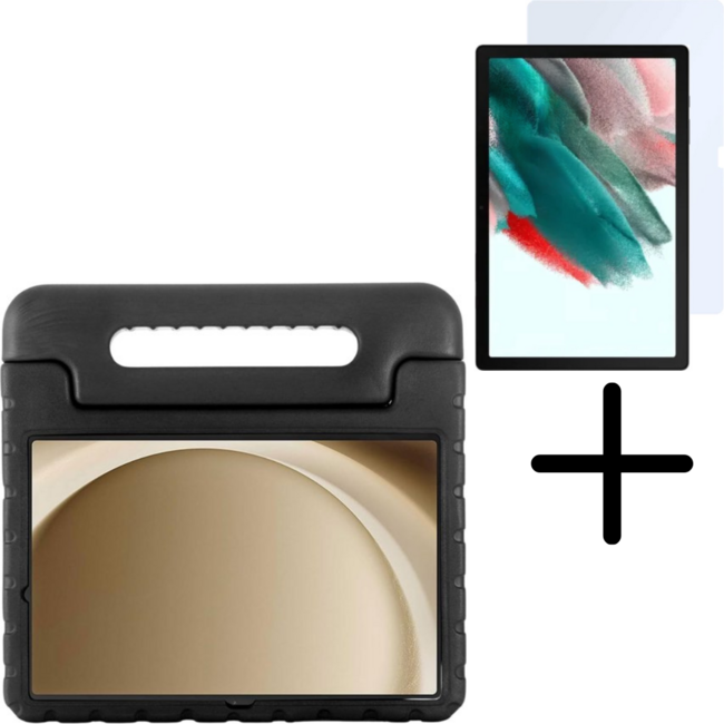 Case2go - Tablet hoes met screenprotector geschikt voor Samsung Galaxy Tab A11 - Schokbestendige EVA Case met Handvat - Zwart