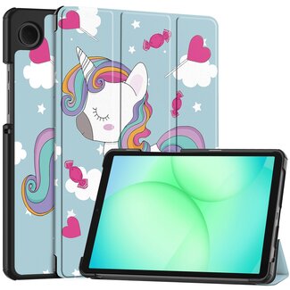 Case2go - Tablet hoes geschikt voor Samsung Galaxy Tab A11 (2025) - Tri-fold hoes met auto/wake functie - 8.7 inch - Eenhoorn