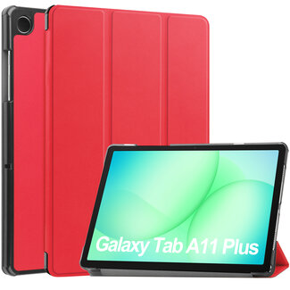 Case2go Case2go - Tablet hoes geschikt voor Samsung Galaxy Tab A11 Plus (2025) - Tri-fold hoes met auto/wake functie - 11 inch - Rood