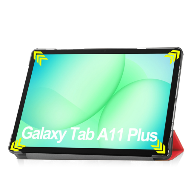 Case2go - Tablet hoes geschikt voor Samsung Galaxy Tab A11 Plus (2025) - Tri-fold hoes met auto/wake functie - 11 inch - Rood
