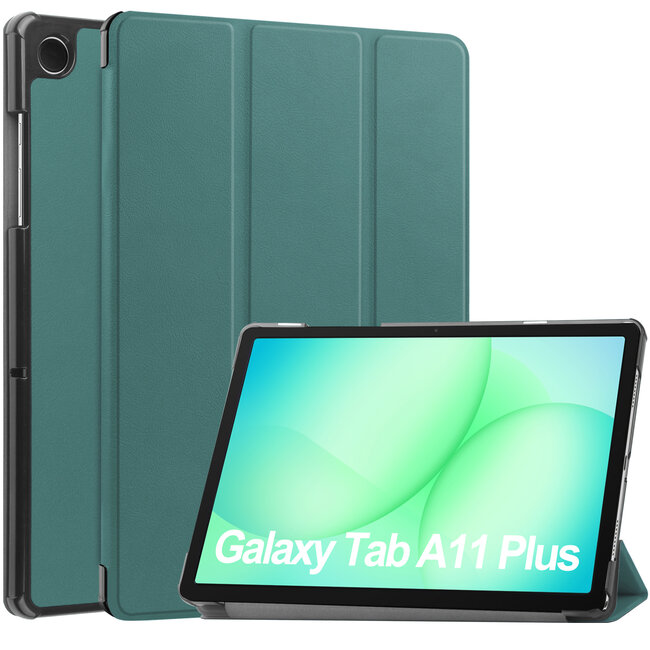 Case2go - Tablet hoes geschikt voor Samsung Galaxy Tab A11 Plus (2025) - Tri-fold hoes met auto/wake functie - 11 inch - Groen