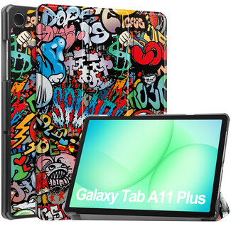 Case2go Tablet hoes geschikt voor Samsung Galaxy Tab A11 Plus (2025) - 11 inch - Auto/Wake Functie - Magnetische sluiting - Tri-Fold - Graffiti