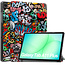 Case2go - Tablet hoes geschikt voor Samsung Galaxy Tab A11 Plus (2025) - Tri-fold hoes met auto/wake functie - 11 inch - Graffiti