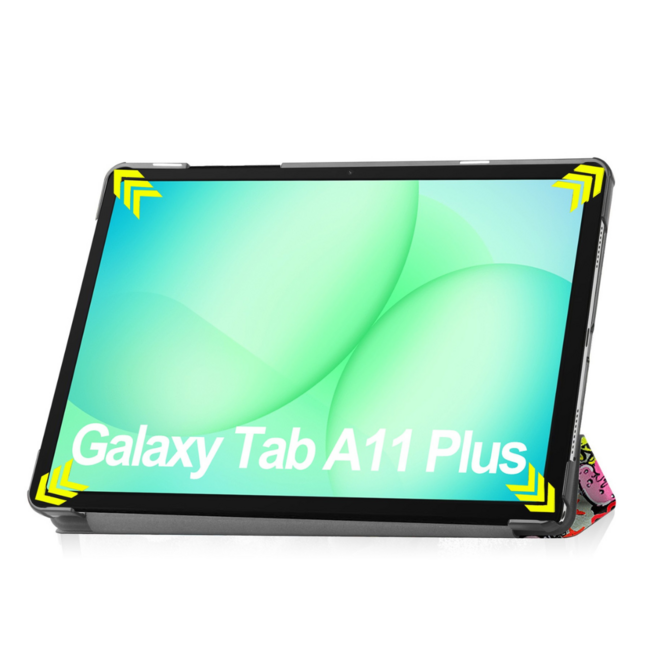 Case2go - Tablet hoes geschikt voor Samsung Galaxy Tab A11 Plus (2025) - Tri-fold hoes met auto/wake functie - 11 inch - Graffiti