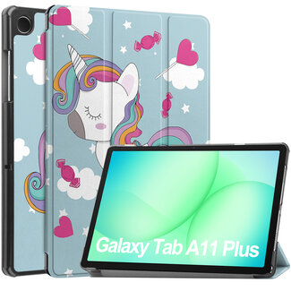 Case2go Case2go - Tablet hoes geschikt voor Samsung Galaxy Tab A11 Plus (2025) - Tri-fold hoes met auto/wake functie - 11 inch - Eenhoorn