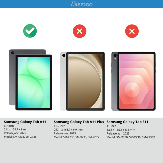 Tablethoes en Screenprotector geschikt voor Samsung Galaxy Tab A11 (2025) - Tri-fold hoes met Auto/Wake functie - Blauw