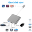 USB-C Adapter naar HDMI, USB-A en USB-C (Female) - 20 CM - 1080P - 4K Kwaliteit - 30 Hz - usbc adapter - usb c naar hdmi - usb c naar usb c - usb c hub - usb c naar usb a - Zilver