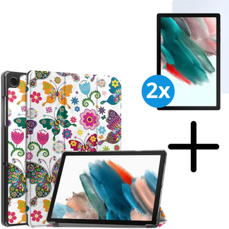 Case2go Tablet hoes met 2-Pack screenprotector geschikt voor Samsung Galaxy Tab A11 Plus (2025) - Tablethoesje - Tab A11 Plus hoes - Trifold case - 11 Inch - Vlinder