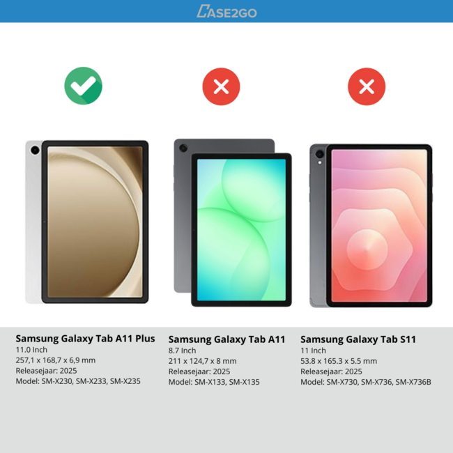 Tablet hoes met 2-Pack screenprotector geschikt voor Samsung Galaxy Tab A11 Plus (2025) - Tablethoesje - Tab A11 Plus hoes - Trifold case - 11 Inch - Zwart