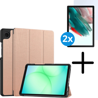 Case2go Tablet hoes met 2-Pack screenprotector geschikt voor Samsung Galaxy Tab A11 Plus (2025) - Tablethoesje - Tab A11 Plus hoes - Trifold case - 11 Inch - Rosé Goud
