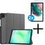 Tablet hoes met 2-Pack screenprotector geschikt voor Samsung Galaxy Tab A11 Plus (2025) - Tablethoesje - Tab A11 Plus hoes - Trifold case - 11 Inch - Grijs