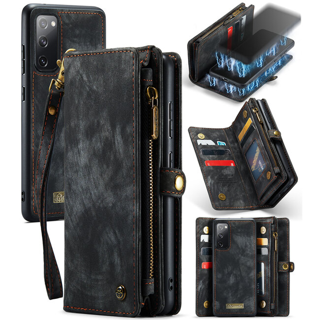 CaseMe - Telefoonhoesje geschikt voor Samsung Galaxy S20 FE - 2 in 1 Wallet Book Case - Zwart