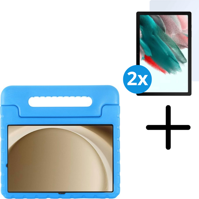 Tablet hoes Kids Cover met 2-pack screenprotector geschikt voor Samsung Galaxy Tab A11 Plus (2025) - Tablethoesje - Tab A11 Plus hoes - Kids Cover Hoes - 11 Inch - Blauw