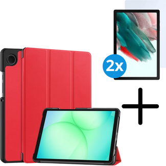 Case2go Tablet hoes met 2-Pack screenprotector geschikt voor Samsung Galaxy Tab A11 (2025) - Tablethoesje - Tab A11 - Trifold case - 8.7 Inch - Rood