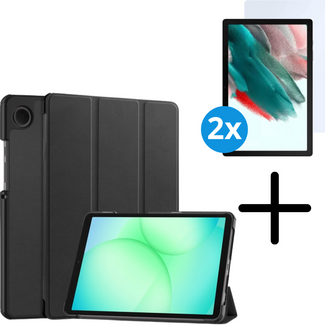 Case2go Tablet hoes met 2-Pack screenprotector geschikt voor Samsung Galaxy Tab A11 (2025) - Tablethoesje - Tab A11 - Trifold case - 8.7 Inch - Zwart