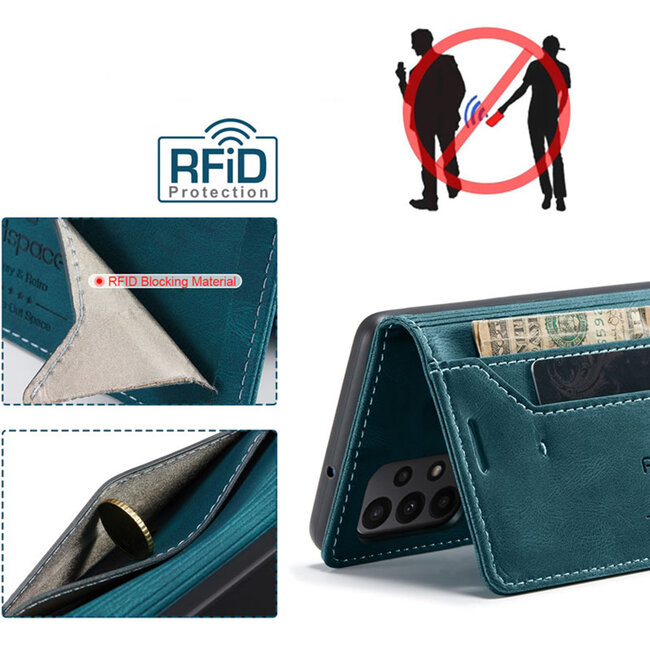 Hoesje geschikt voor Samsung Galaxy A23 - Wallet Book Case - Magneetsluiting - met RFID bescherming - Blauw