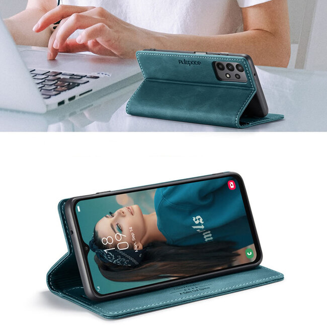 Hoesje geschikt voor Samsung Galaxy A23 - Wallet Book Case - Magneetsluiting - met RFID bescherming - Blauw