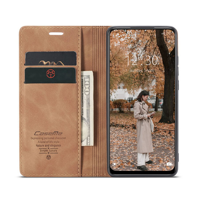 CaseMe - Hoesje geschikt voor Xiaomi Redmi Note 11 Pro  - Wallet Book Case - Magneetsluiting - Licht Bruin