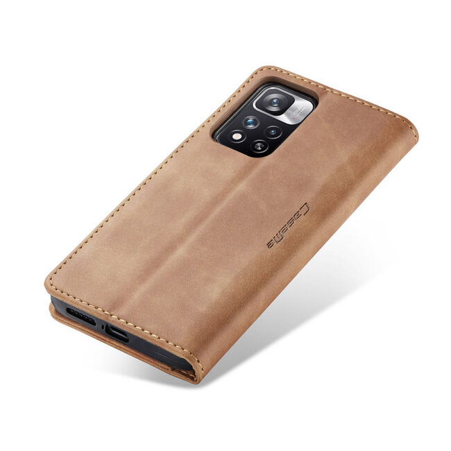 CaseMe - Hoesje geschikt voor Xiaomi Redmi Note 11 Pro  - Wallet Book Case - Magneetsluiting - Licht Bruin