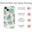 Hoozey - Hoesje geschikt voor Apple iPhone 13 Pro Max - Flower Print - Goud / Blauw